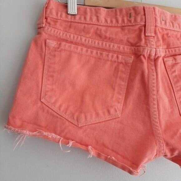 J BRAND Cut-off Short Fringe Hem Coral Neon Sz 27 - Picture 6 of 11